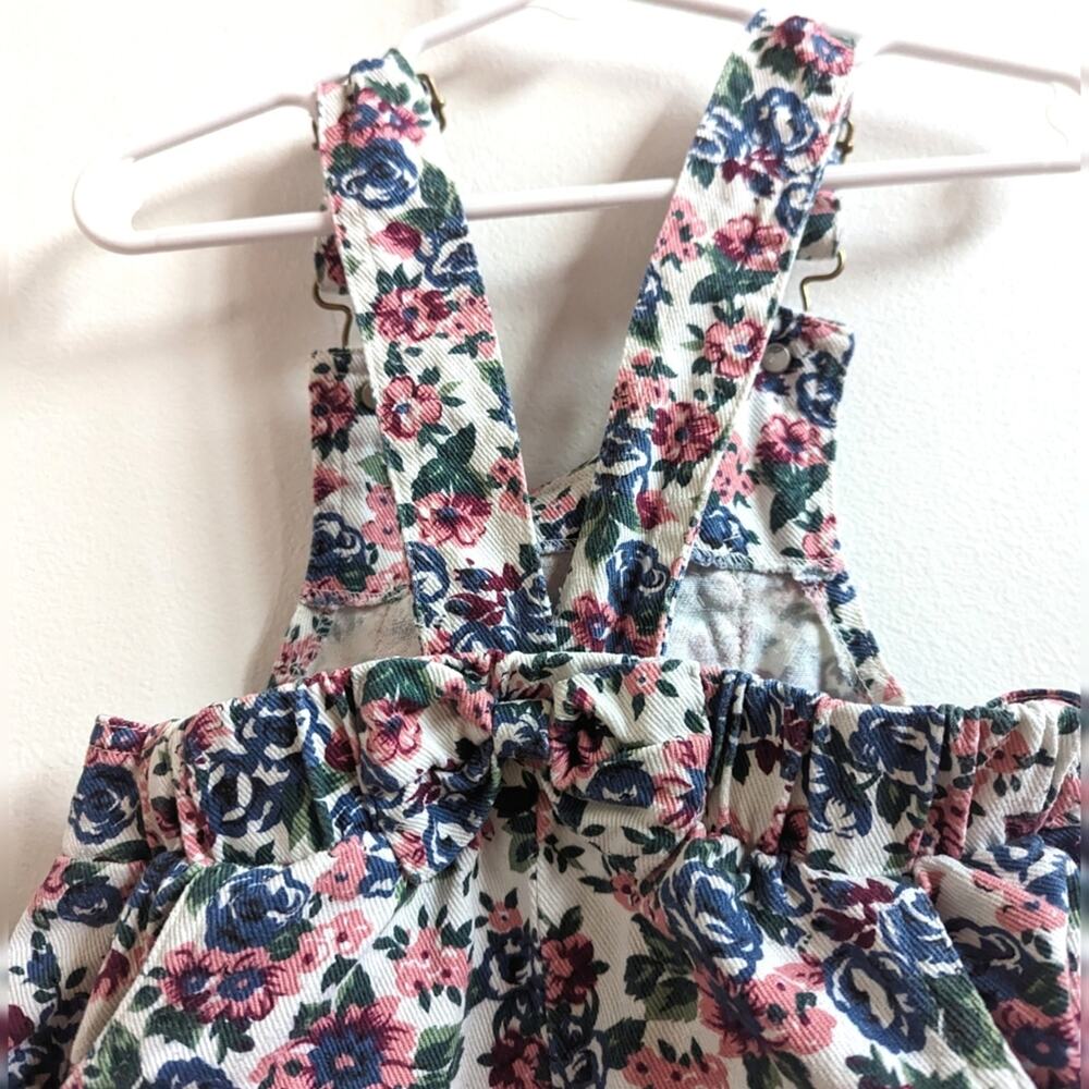 Vtg Baby Eagle Rock Overalls Girls Sz 24m 90s Floral Bow - Picture 5 of 6